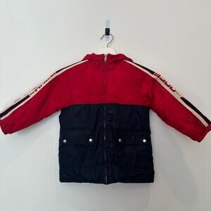 Gucci red navy blue logo trim full zip puffer jacket kid's toddler 4